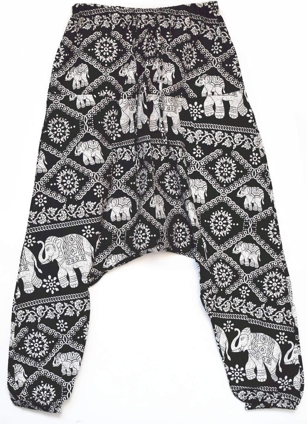 Men'S Drawstring Aladdin Hippie Harem Pants Loose Drop Crotch Trousers