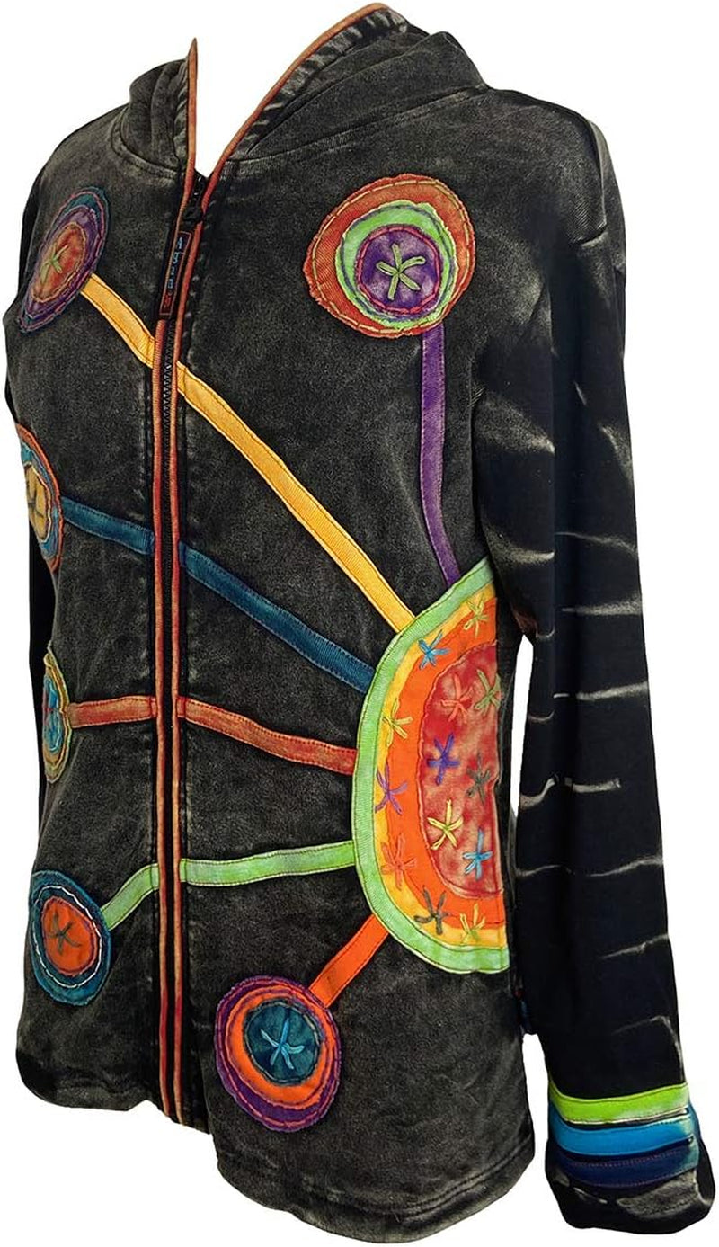 2025 Fall Winter Boho Zip up Jackets for Women - Tie Dye Patch Distressed Lightweight Women'S Hoodie Sweatshirts