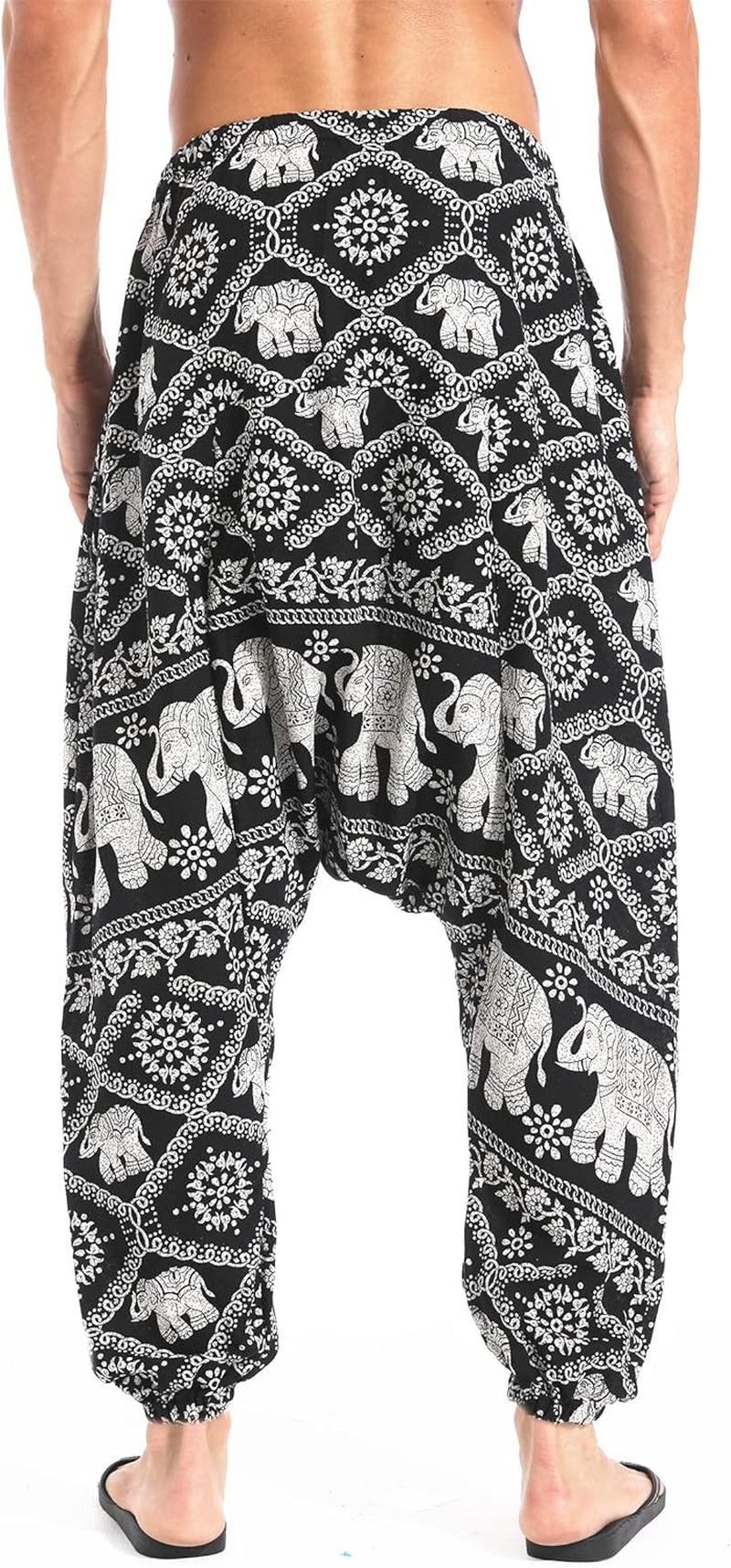 Men'S Drawstring Aladdin Hippie Harem Pants Loose Drop Crotch Trousers