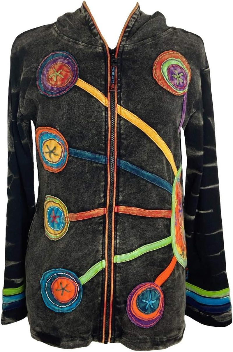 2025 Fall Winter Boho Zip up Jackets for Women - Tie Dye Patch Distressed Lightweight Women'S Hoodie Sweatshirts